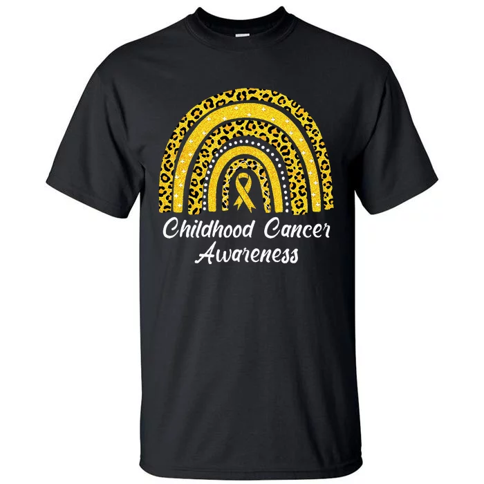 Childhood Cancer Awareness Rainbow Leopard Ribbon Tall T-Shirt