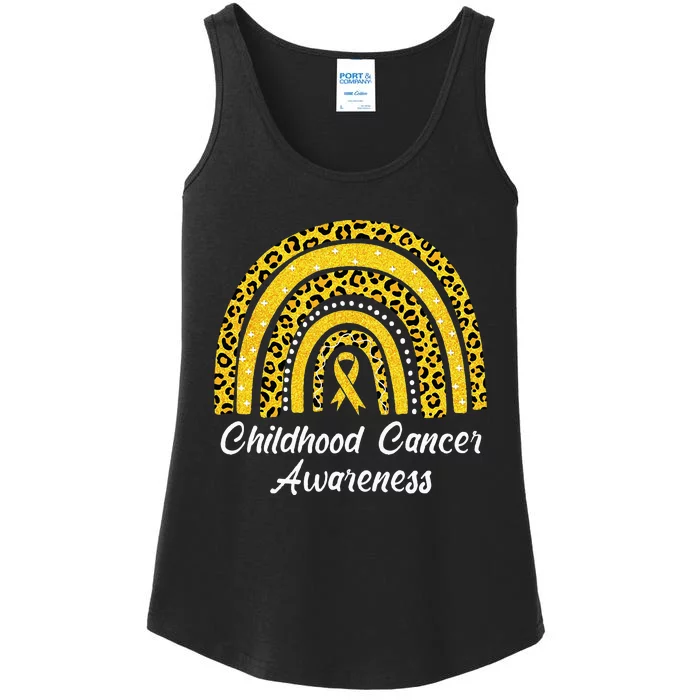 Childhood Cancer Awareness Rainbow Leopard Ribbon Ladies Essential Tank