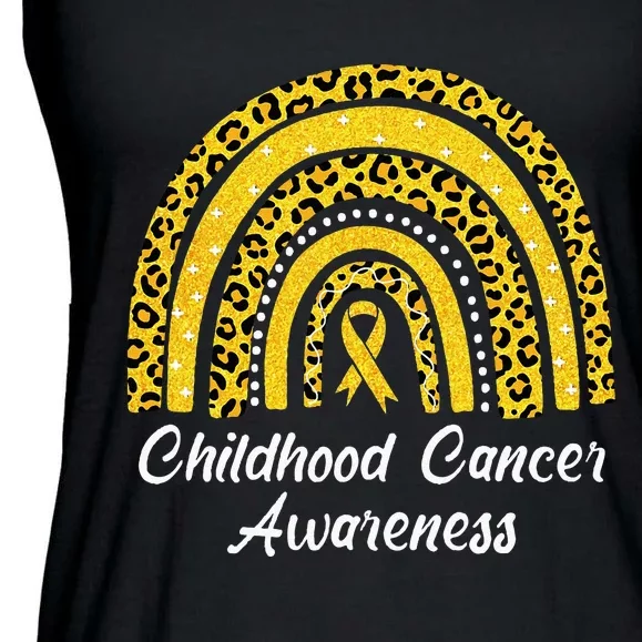 Childhood Cancer Awareness Rainbow Leopard Ribbon Ladies Essential Flowy Tank