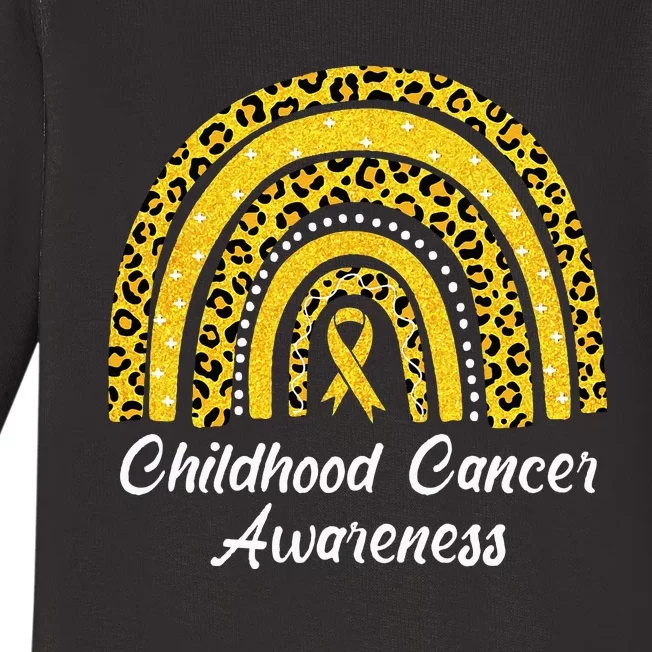 Childhood Cancer Awareness Rainbow Leopard Ribbon Baby Long Sleeve Bodysuit