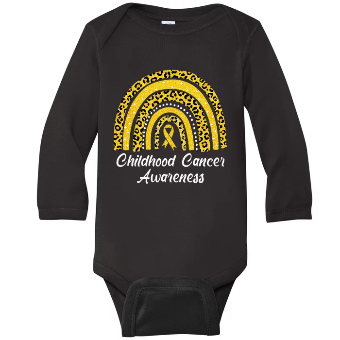 Childhood Cancer Awareness Rainbow Leopard Ribbon Baby Long Sleeve Bodysuit