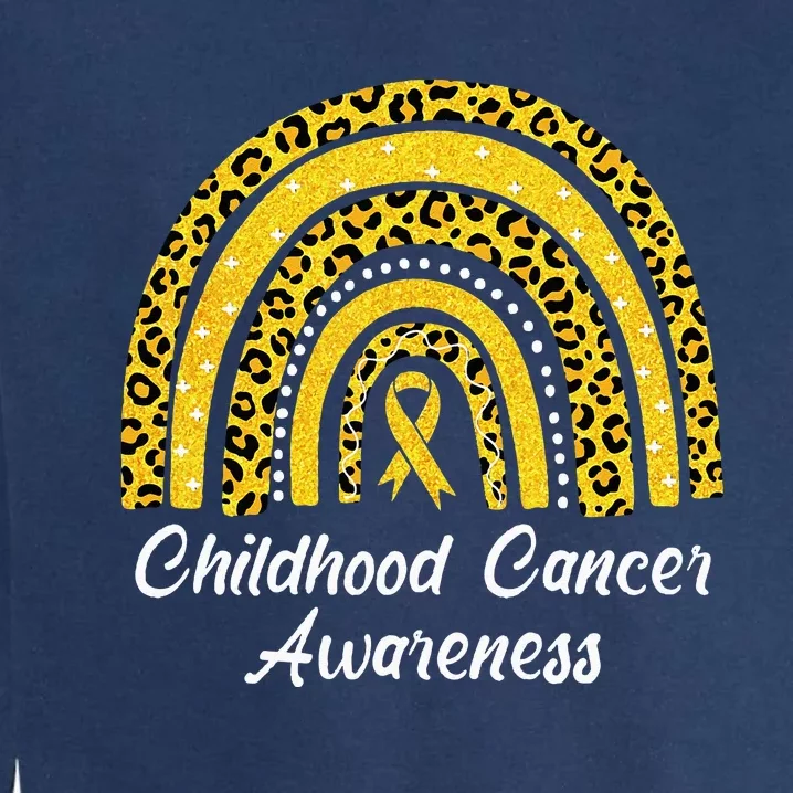 Childhood Cancer Awareness Rainbow Leopard Ribbon Garment-Dyed Sweatshirt