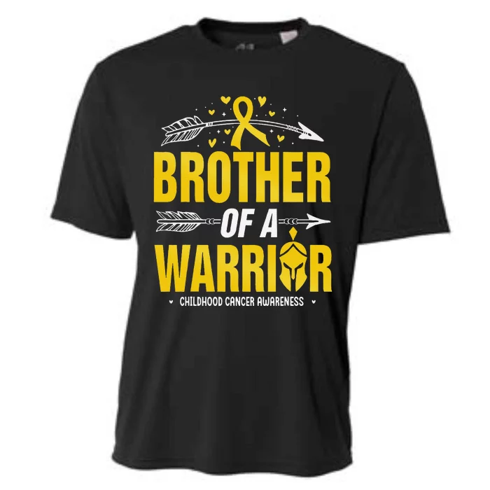 Childhood Cancer Awareness Brother Of A Warrior Gold Ribbon Cooling Performance Crew T-Shirt