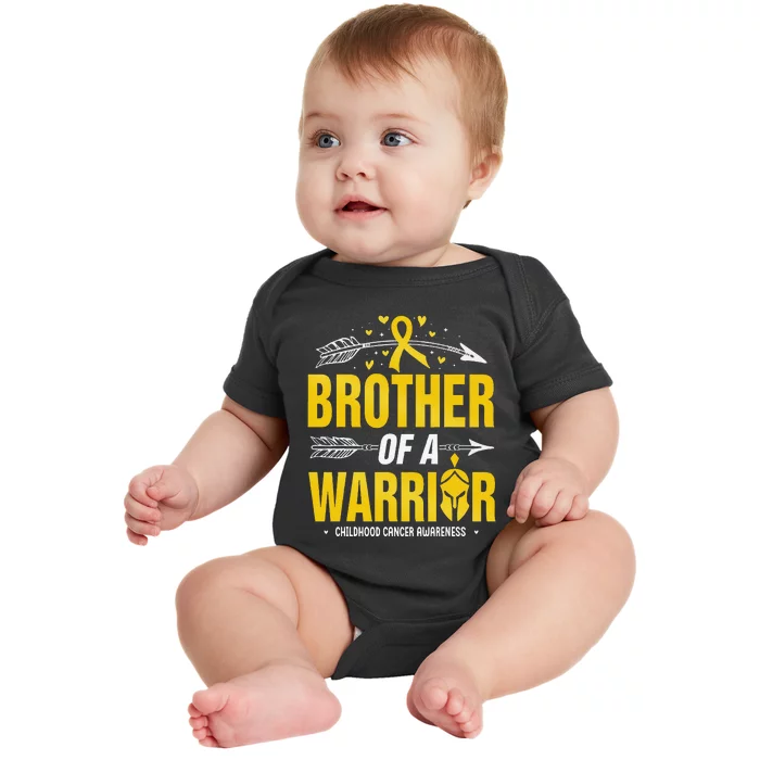 Childhood Cancer Awareness Brother Of A Warrior Gold Ribbon Baby Bodysuit