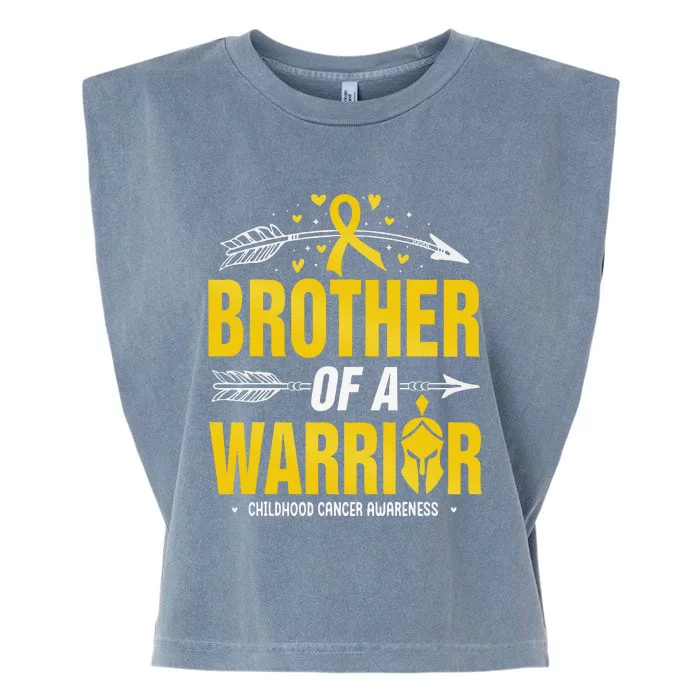 Childhood Cancer Awareness Brother Of A Warrior Gold Ribbon Garment-Dyed Women's Muscle Tee