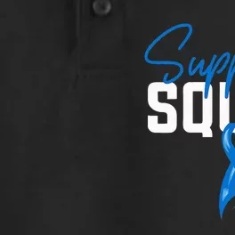 Colon Cancer Awareness Support Squad Blue Ribbon Dry Zone Grid Performance Polo