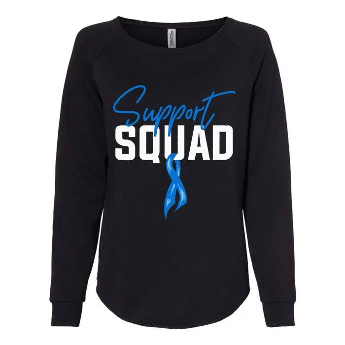 Colon Cancer Awareness Support Squad Blue Ribbon Womens California Wash Sweatshirt