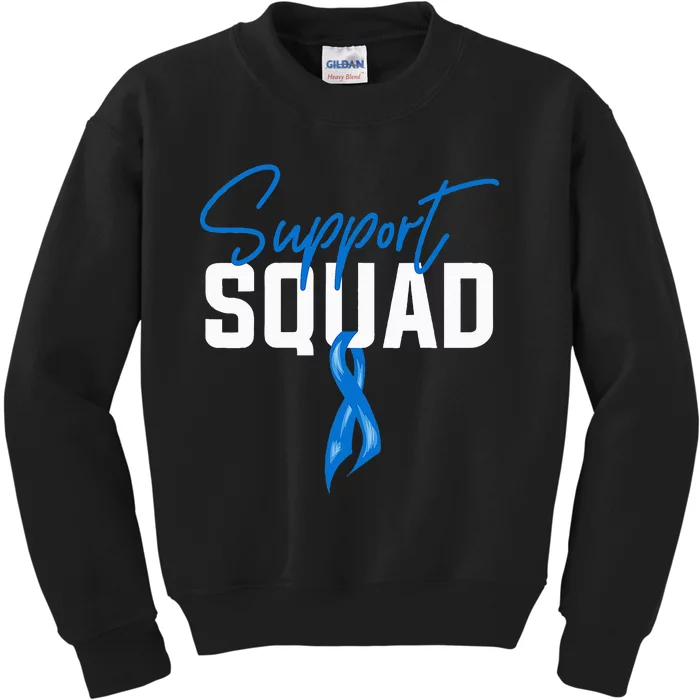 Colon Cancer Awareness Support Squad Blue Ribbon Kids Sweatshirt