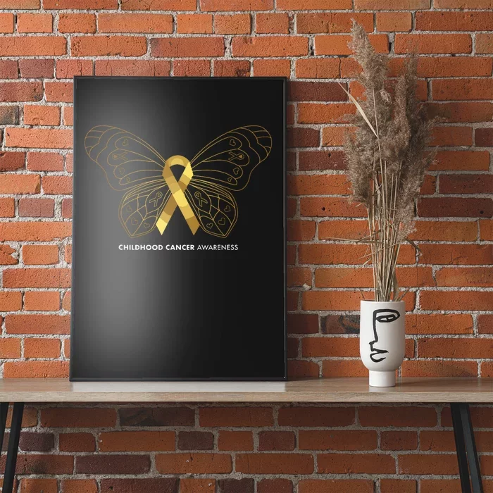 Childhood Cancer Awareness Butterfly & Gold Ribbon Poster