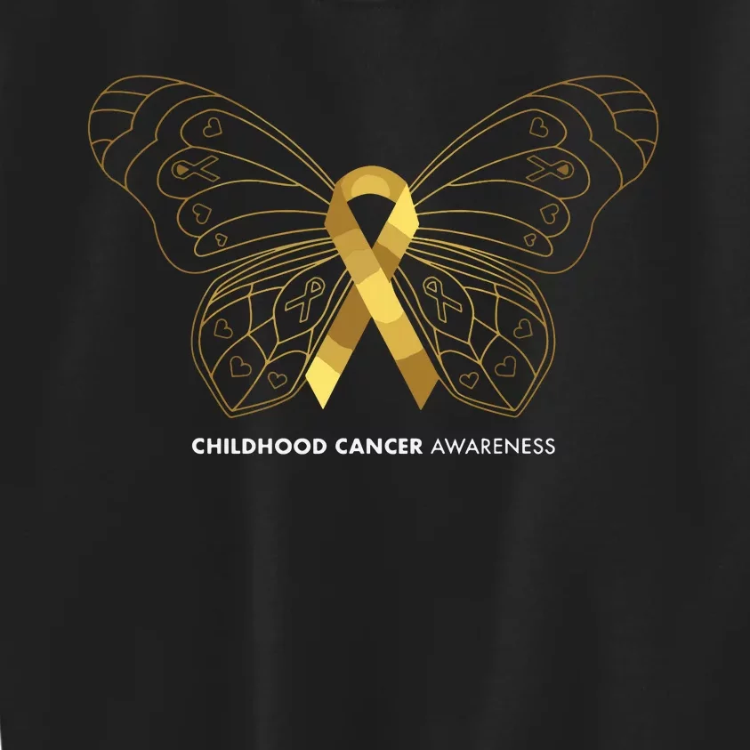 Childhood Cancer Awareness Butterfly & Gold Ribbon Kids Sweatshirt