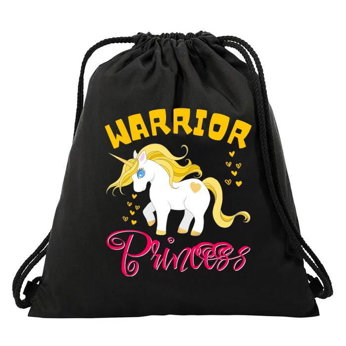 Childhood Cancer Awareness Unicorn Warrior Princess Gift Drawstring Bag