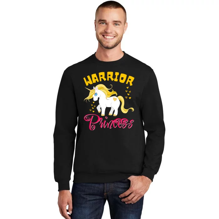 Childhood Cancer Awareness Unicorn Warrior Princess Gift Tall Sweatshirt