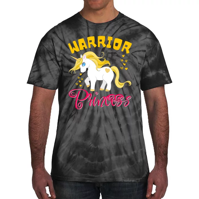 Childhood Cancer Awareness Unicorn Warrior Princess Gift Tie-Dye T-Shirt