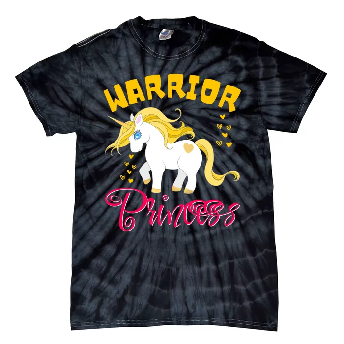 Childhood Cancer Awareness Unicorn Warrior Princess Gift Tie-Dye T-Shirt