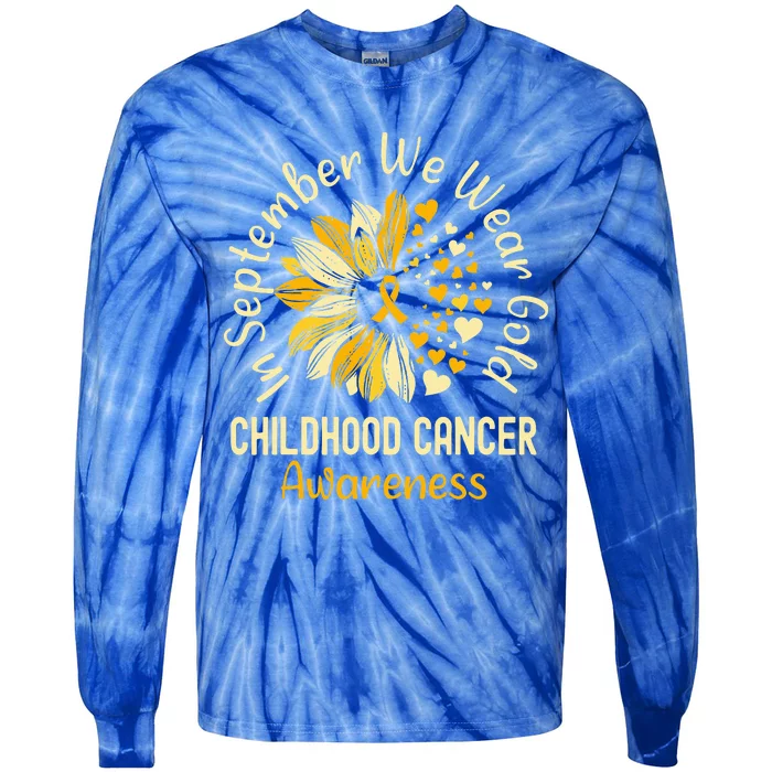 Childhood Cancer Awareness S In September We Wear Gold Tie-Dye Long Sleeve Shirt