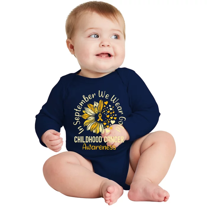 Childhood Cancer Awareness S In September We Wear Gold Baby Long Sleeve Bodysuit