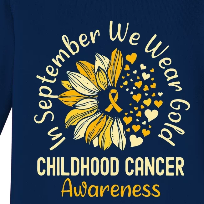 Childhood Cancer Awareness S In September We Wear Gold Baby Long Sleeve Bodysuit