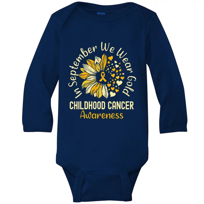 Childhood Cancer Awareness S In September We Wear Gold Baby Long Sleeve Bodysuit