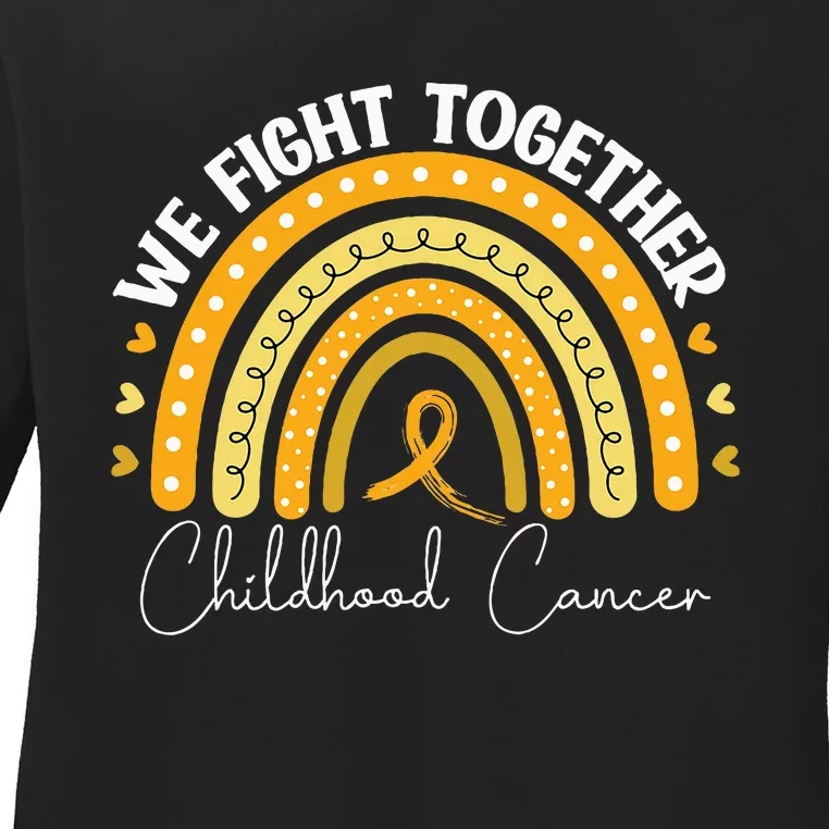 Childhood Cancer Awareness Gold Ribbon Ladies Long Sleeve Shirt