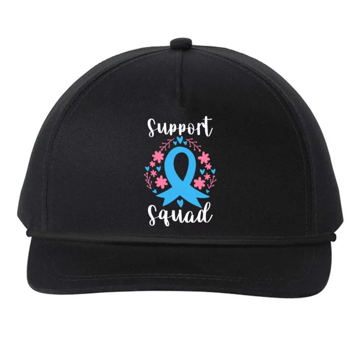 Colon Cancer Awareness Blue Ribbon Support Squad Gift Snapback Five-Panel Rope Hat