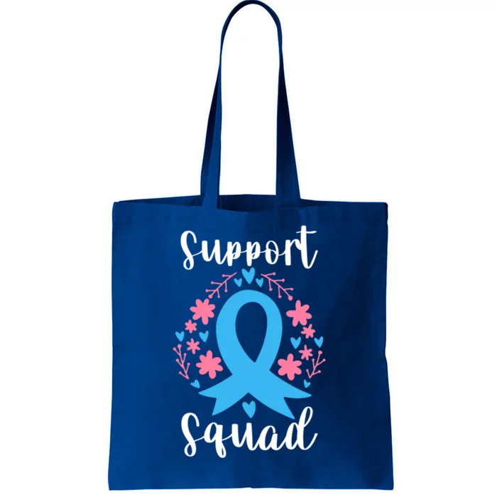 Colon Cancer Awareness Blue Ribbon Support Squad Gift Tote Bag