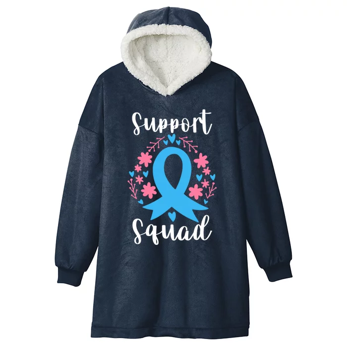 Colon Cancer Awareness Blue Ribbon Support Squad Gift Hooded Wearable Blanket