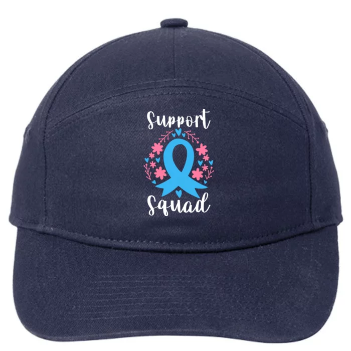 Colon Cancer Awareness Blue Ribbon Support Squad Gift 7-Panel Snapback Hat