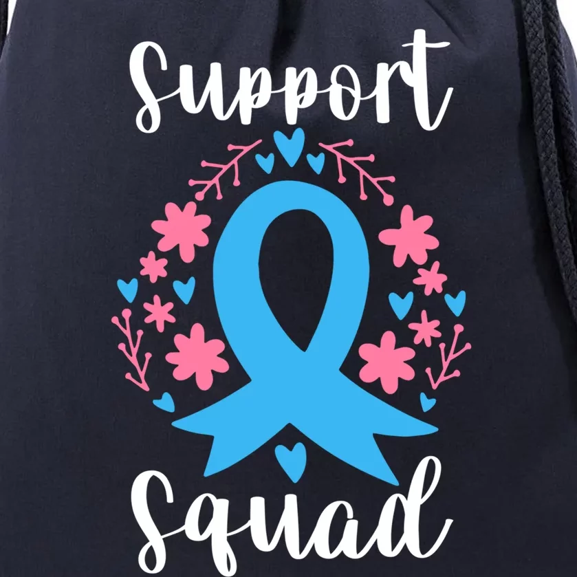 Colon Cancer Awareness Blue Ribbon Support Squad Gift Drawstring Bag