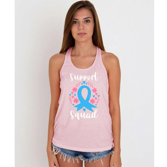 Colon Cancer Awareness Blue Ribbon Support Squad Gift Women's Knotted Racerback Tank