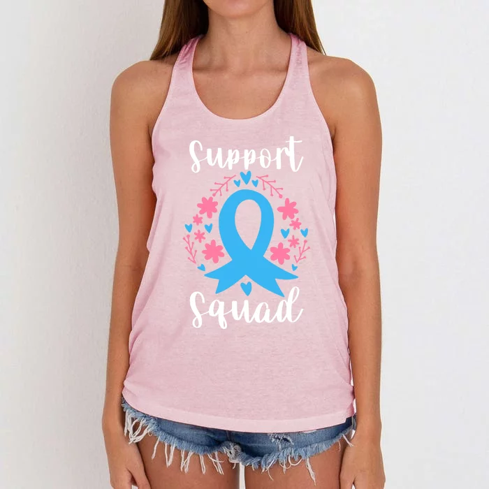 Colon Cancer Awareness Blue Ribbon Support Squad Gift Women's Knotted Racerback Tank