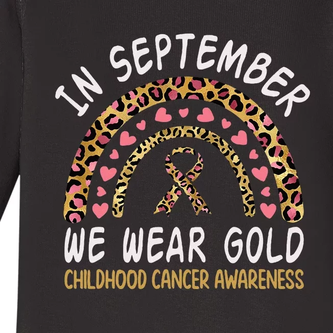 Childhood Cancer Awareness Rainbow In September We Wear Gold Baby Long Sleeve Bodysuit