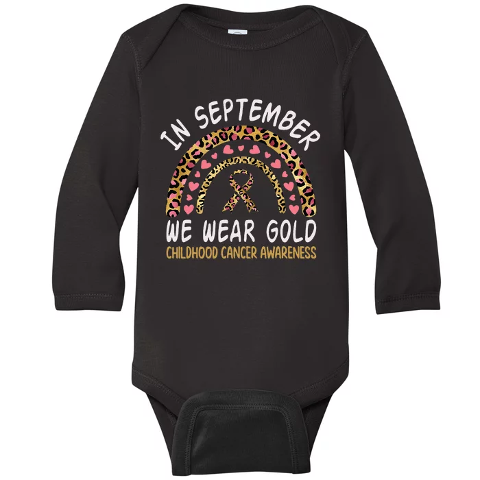 Childhood Cancer Awareness Rainbow In September We Wear Gold Baby Long Sleeve Bodysuit