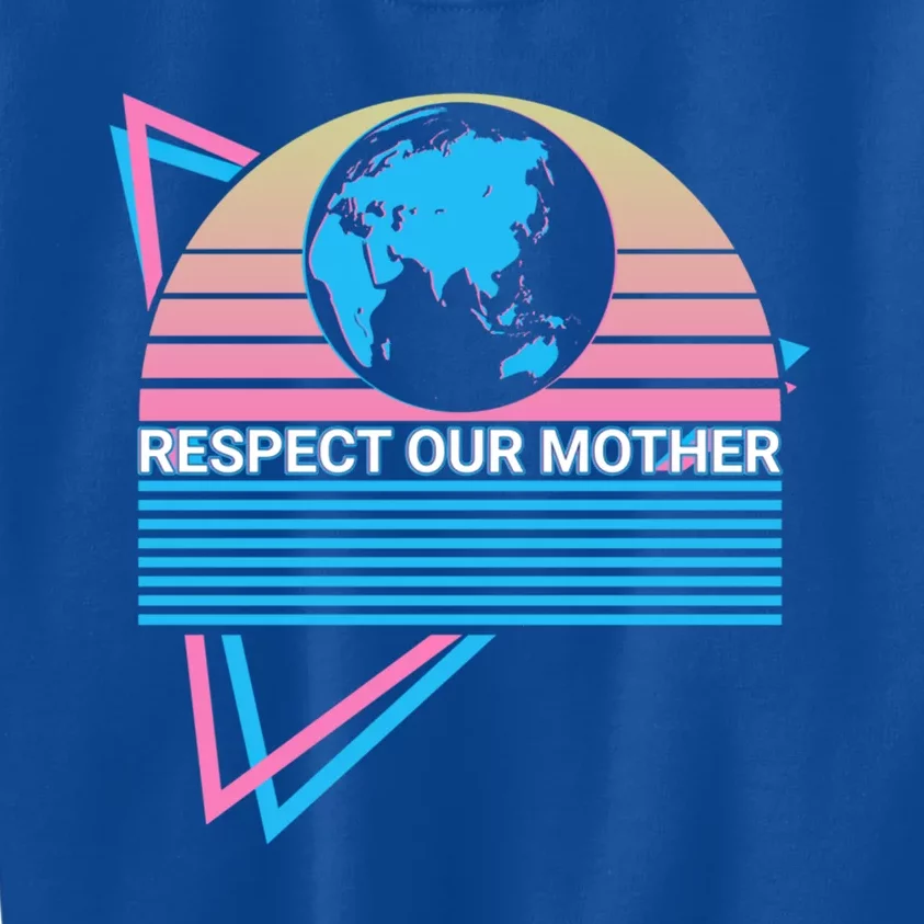 Climate Change Awareness Retro Respect Our Mother Gift Kids Sweatshirt