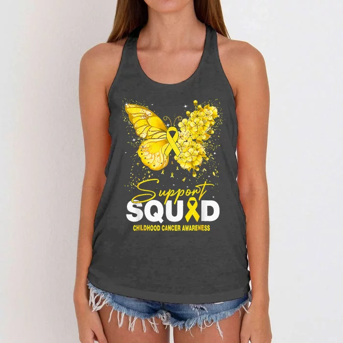 Childhood Cancer Awareness Support Squad Butterfly Women's Knotted Racerback Tank