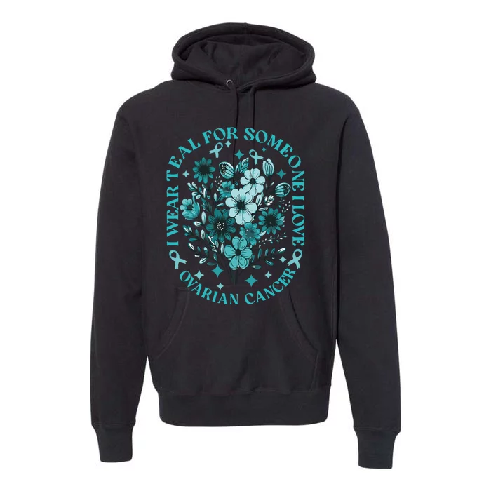 Cervical Cancer Awareness Wildflower I Wear Teal For Cervical Cancer Premium Hoodie