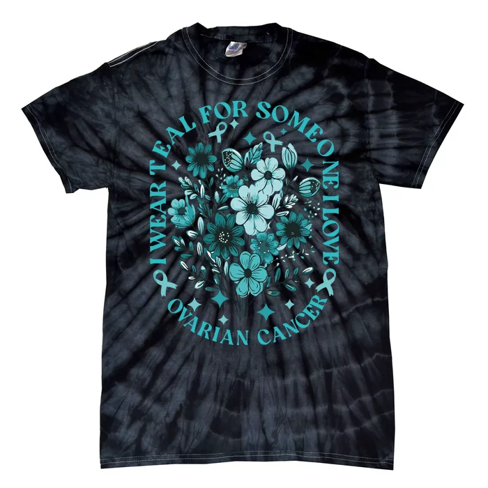 Cervical Cancer Awareness Wildflower I Wear Teal For Cervical Cancer Tie-Dye T-Shirt