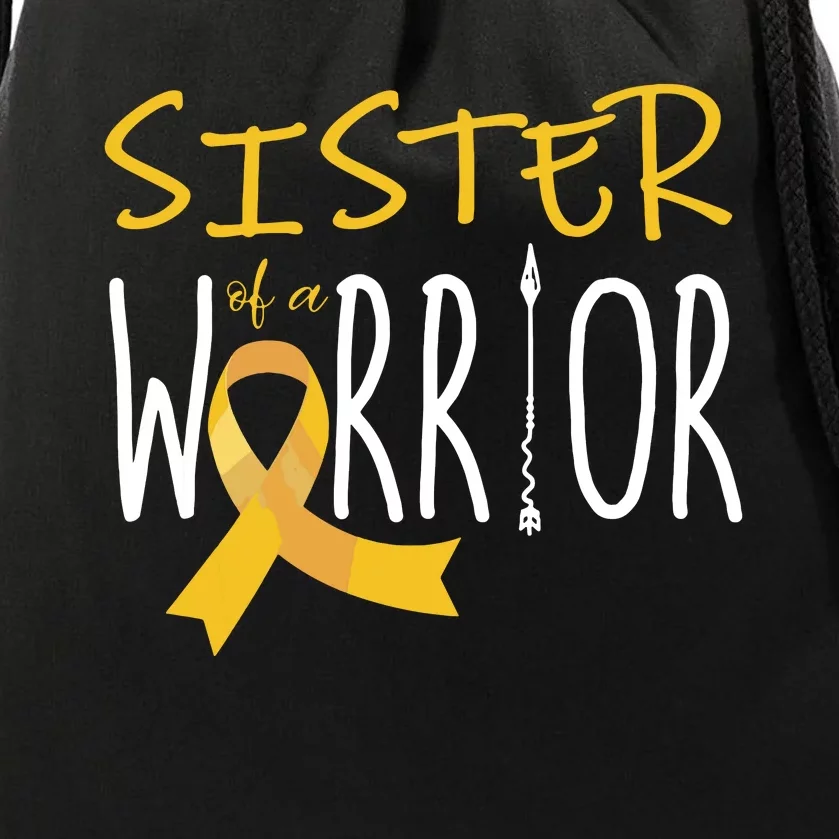 Childhood Cancer Awareness Sister Of A Warrior Drawstring Bag