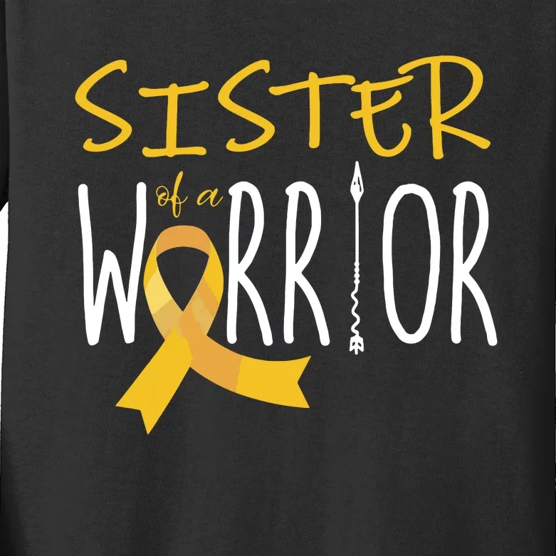 Childhood Cancer Awareness Sister Of A Warrior Kids Long Sleeve Shirt