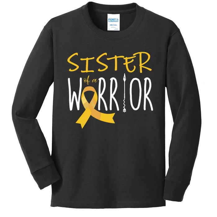 Childhood Cancer Awareness Sister Of A Warrior Kids Long Sleeve Shirt