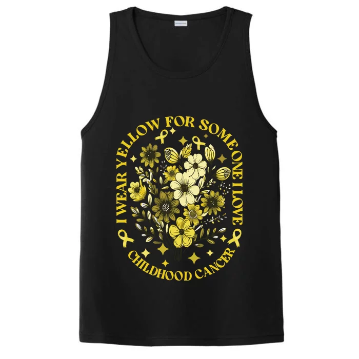 Childhood Cancer Awareness Wildflower I Wear Yellow For Childhood Cancer Performance Tank