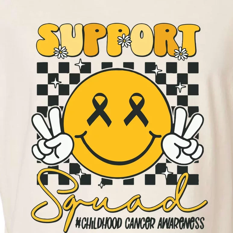 Childhood Cancer Awareness Smile Face Gold Ribbon Support Garment-Dyed Women's Muscle Tee