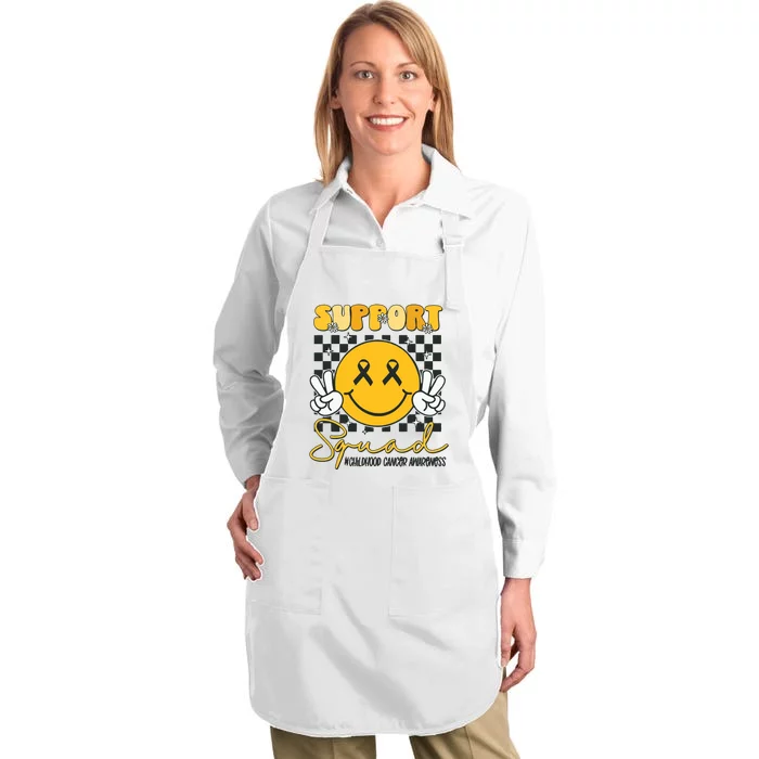 Childhood Cancer Awareness Smile Face Gold Ribbon Support Full-Length Apron With Pocket