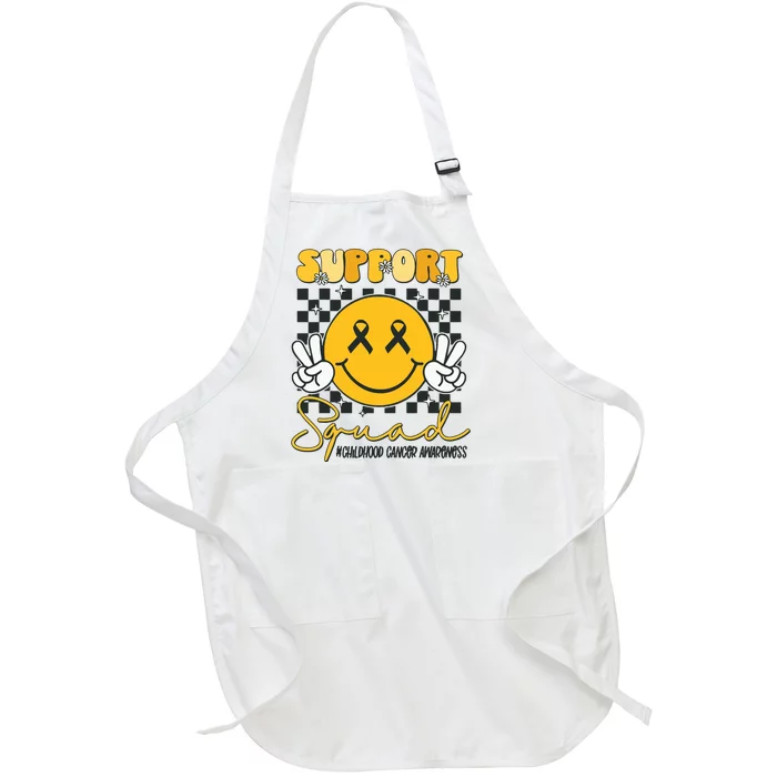 Childhood Cancer Awareness Smile Face Gold Ribbon Support Full-Length Apron With Pocket