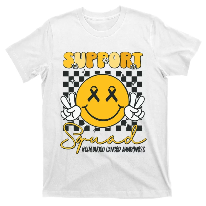 Childhood Cancer Awareness Smile Face Gold Ribbon Support T-Shirt