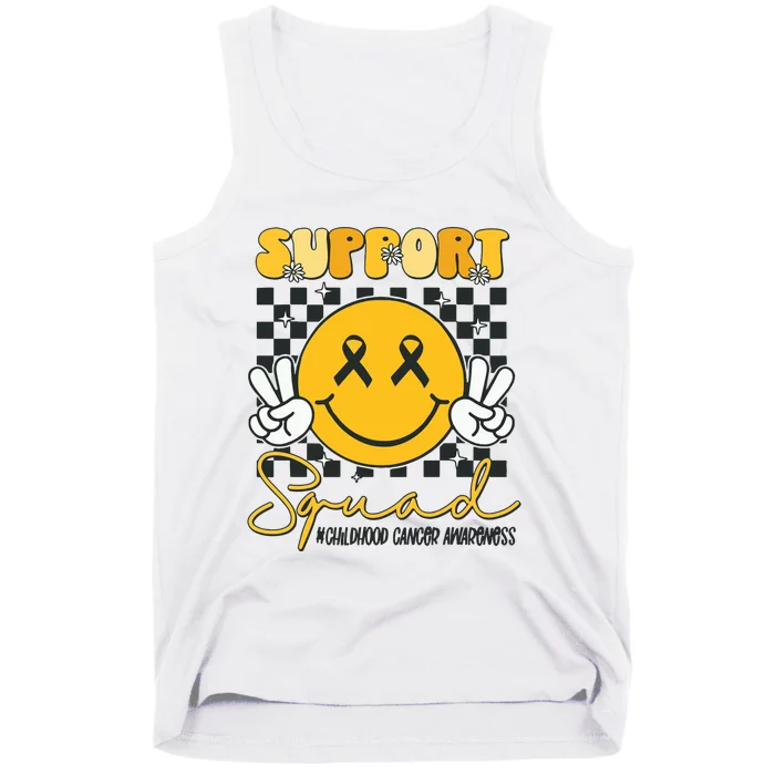 Childhood Cancer Awareness Smile Face Gold Ribbon Support Tank Top