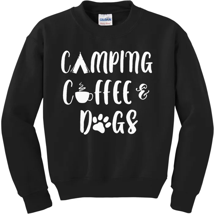 Camping Coffee And Dogs Outdoor Adventure Puppy Lover Kids Sweatshirt