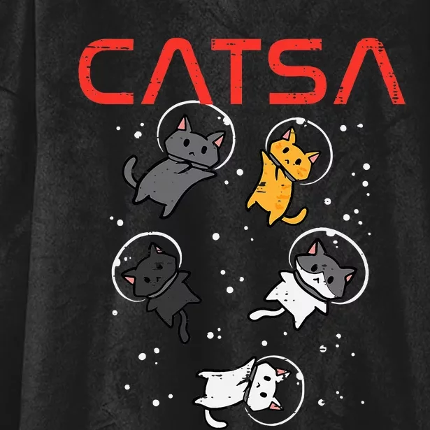 Catsa Cat Astronauts Funny Kitten Space Hooded Wearable Blanket