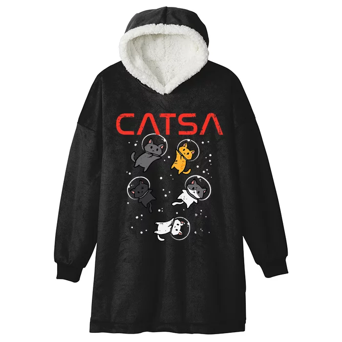 Catsa Cat Astronauts Funny Kitten Space Hooded Wearable Blanket