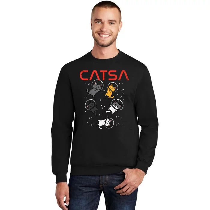 Catsa Cat Astronauts Funny Kitten Space Tall Sweatshirt