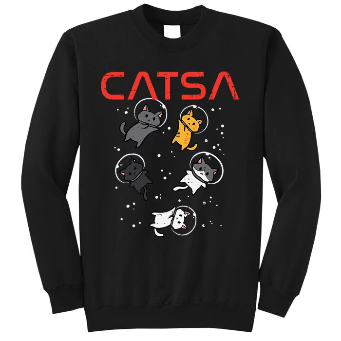 Catsa Cat Astronauts Funny Kitten Space Tall Sweatshirt